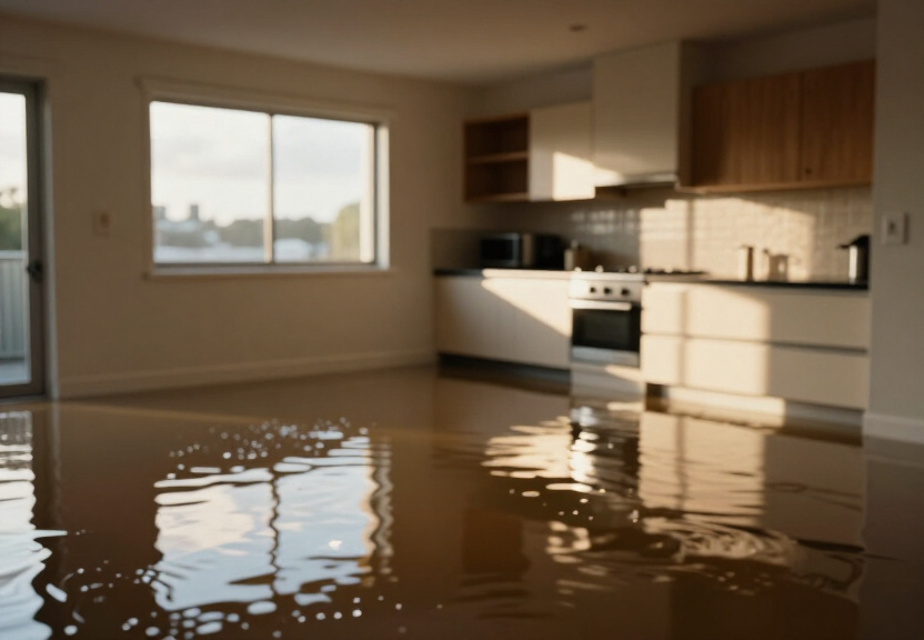 Flooded retail space in Queenscliff before cleanup